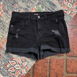 Old Navy mid rise boyfriend factory distressed cuffed denim shorts